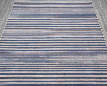 Ione Blue/Cream 5 ft. x 7 ft. Striped Low Pile Area Rug for Only $38.71!