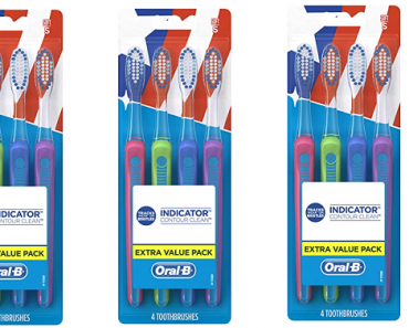 Oral-B Indicator Color Collection Manual Toothbrush, Soft, 4 Count Only $2.88 Shipped!