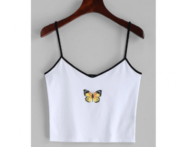 Contrast Cropped Butterfly Cami Top – Just $7.37!