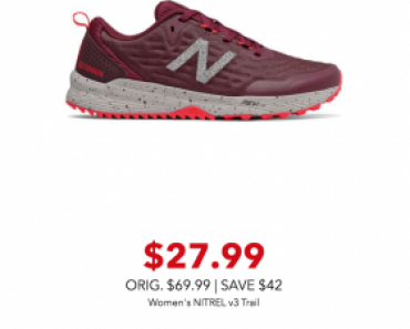 New Balance Women’s NITREL v3 Trail Running Shoes Just $27.99 Today Only! (Reg. $69.99)