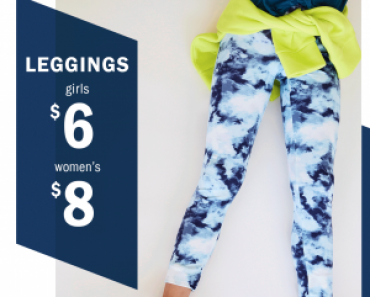 Old Navy: $6.00 Leggings For Girls & $8.00 Leggings For Women Today Only! Old Navy: $6.00 Leggings For Girls & $8.00 Leggings For Women Today Only!