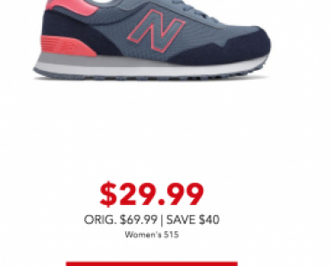 New Balance Women’s 515 Lifestyle Sneakers Just $29.99 Today Only! (Reg. $69.99)