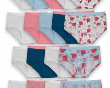 Fruit of the Loom Girls Underwear Assorted Cotton Brief Panties, 14+4 Pack $10.98!
