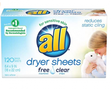 all Fabric Softener Dryer Sheets for Sensitive Skin,120 Count Only $3.97! (Reg. $10.10)