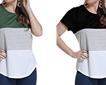 Women’s Short Sleeve T Shirt w/ Triple Color Block Stripes – Just $6.00! Super Cute!