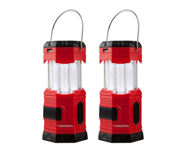 2 Pack Rechargeable Solar LED Camping Lanterns/Flashlights – Just $20.98!