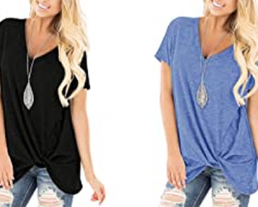 Women’s Casual Shirts Twist Knot Tunics Tops – Just $16.99! CUTE! Highly rated!
