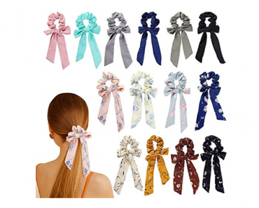 14 Piece Chiffon Hair Scrunchies with Removable Knotted Bow – Just $11.99!