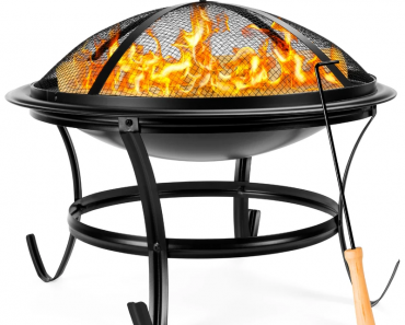 Steel Outdoor Patio Fire Pit Bowl with Screen Cover Only $27.00 Shipped!