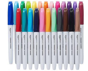AmazonBasics Permanent Markers – Assorted Colors, 24-Pack – Just $10.49! School supplies!