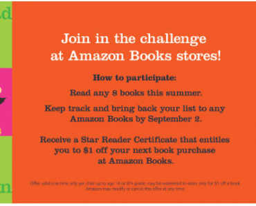 Kids Summer Reading Challenge—$1 Off a Book Purchase at Amazon Books!