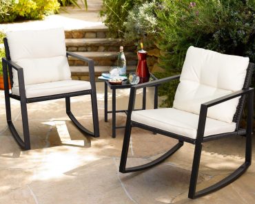 Walnew 3-Piece Rocking Wicker Patio Bistro Set (White) – Only $124.99!