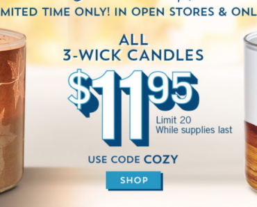Bath & Body Works: $11.95 3-Wick Candles Today Only!