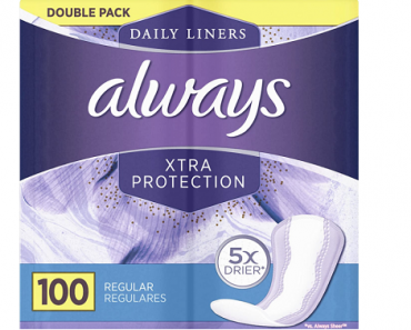 Get (3) Boxes of Always Xtra Protection Daily Liners, Regular, 100 Count for Only $10!