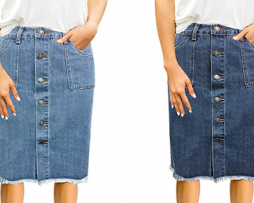 Women’s Casual Mid Rise Button Front Jean Skirt – Just $21.99! SO Cute!