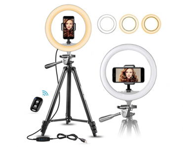 10″ Selfie Ring Light with 50″ Extendable Tripod Stand & Flexible Phone Holder – Just $36.54!