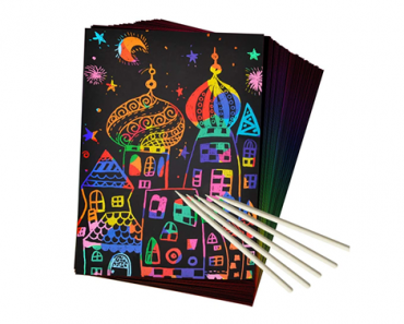 Scratch Paper Art Set, 50 Piece Rainbow Magic Scratch Paper – Just $5.49!