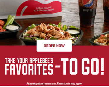 Applebee’s To Go: Save $10 Off Your $30 Online Order!