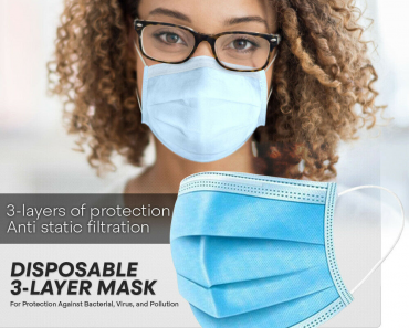 50-Count 3-Ply Disposable Face Masks w/ Ear Loops – Just $4.88 Shipped! (That’s $.09 Each!)