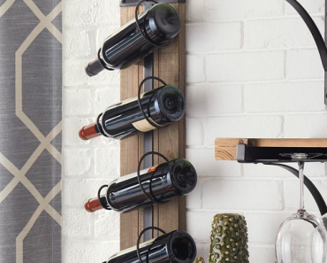 StyleWell 4-Bottle Black & Natural Wood Vertical Wall Mounted Wine Rack Only $29.99 Shipped! (Reg. $69)