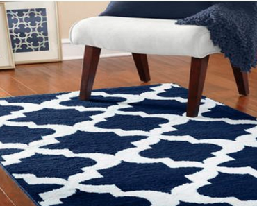 Mainstays Quatrefoil Geometric 5×7 Area Rug in Navy/White Only $30.71!