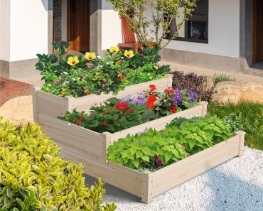 Yaheetech 3 Tier Wooden Elevated Raised Garden Bed Planter Box Kit (Natural Wood) – Only $65.99!