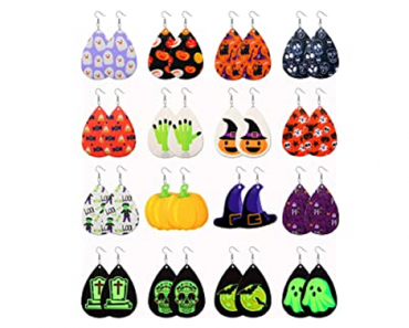 Halloween Leather Look Teardrop Earrings – 16 pair – Just $11.98!