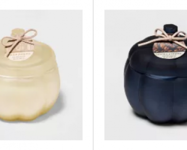 Super Cute Frosted Glass Pumpkin 2-Wick Scented Candles Only $10.00!