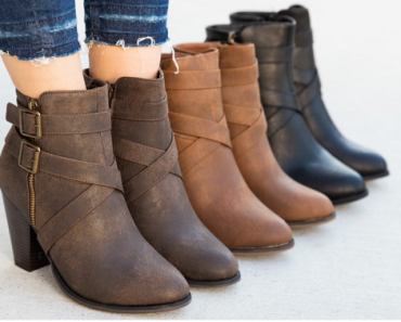 Women’s Strappy Double Buckle Booties Only $29.99!