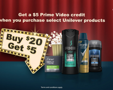 Get a FREE $5 Prime Video Credit With $20 Purchase on Select Unilever Products!