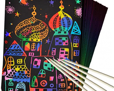 Scratch Paper Art Set, 50 Piece Rainbow Magic Scratch Paper – Just $7.46!