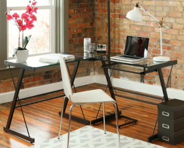 Saracina Home Glass L Shaped Computer Desk w/ Keyboard Tray Only $119.99 Shipped! (Reg. $160)