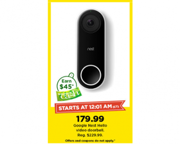 Kohl’s Super Deals Start Tonight! Google Nest Hello Video Doorbell – Just $179.99! Plus earn $45 Kohl’s Cash!