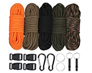 Multicolor Survival Paracord Bracelet Crafting Kit with Buckles and Carabiner, 20 Feet Each Color – Just $4.99!