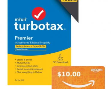 TurboTax Premier 2020 Tax Software Plus, $10.00 Amazon Gift Card Today Only!