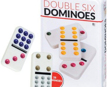 Cardinal Double Six Color Dot Dominoes In Color Collectors Tin, 28 Dominoes – Only $4.71!