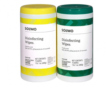Amazon Brand Solimo Disinfecting Wipes, Lemon Scent & Fresh Scent, 75 Count – Pack of 2 – Just $5.99!