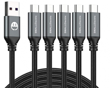 USB Type-C Cable 6ft Fast Charging Cords (5 Pack) Only $6.96!