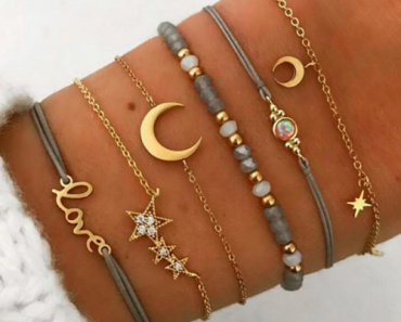 6 Piece White Swarovski Beaded Celestial Bracelet Set Only $5.99 + FREE Shipping!