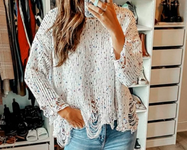 Distressed Confetti Sweater Only $19.99! (Reg. $69)