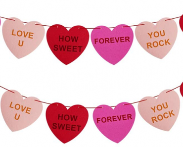 Felt Conversation Heart Garland Banner for Valentine’s Day – 2 Pack – Just $18.99!