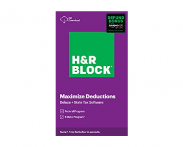 H&R Block Tax Software Deluxe + State 2020 with Refund Bonus Offer – Amazon Exclusive – PC Download – Just $22.50!