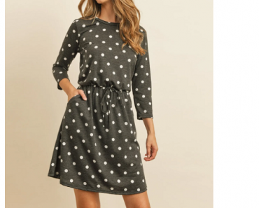 Women’s 3/4 Sleeve Cinch Waist Pocket Dresses Only $14.99 Shipped!