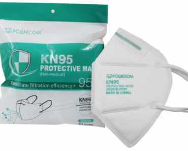 Powecom KN95 Face Masks, Adult (10 Pack) Only $10 Shipped! (Reg. $20)