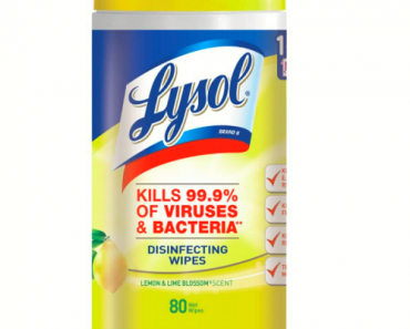 Lysol Disinfecting Wipes, Lemon & Lime Blossom, 80ct Only $4.47! (Reg. $8.90)