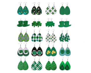 20 Pairs St Patrick’s Day Faux Leather Earrings – Just $13.98!