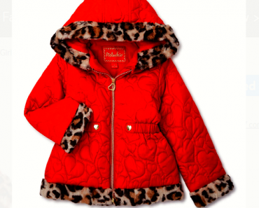 Pistachio Girls Quilted Puffer Jacket with Leopard Faux Fur Trim Only $9 (Reg. $30)