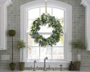 Artificial Eucalyptus Green Leaf Wreath with Cotton (15 Inch) Only $12.99! (Reg $34)