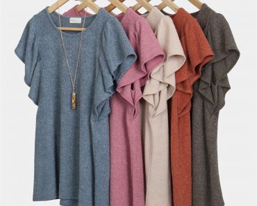 Rib Detail Round Neck Flutter Sleeve Top – Only $18.99!