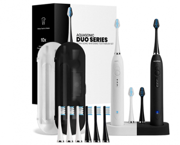AquaSonic Duo Dual Handle Ultra Whitening 40,000 VPM Wireless Charging Electric ToothBrushes – Just $33.96!